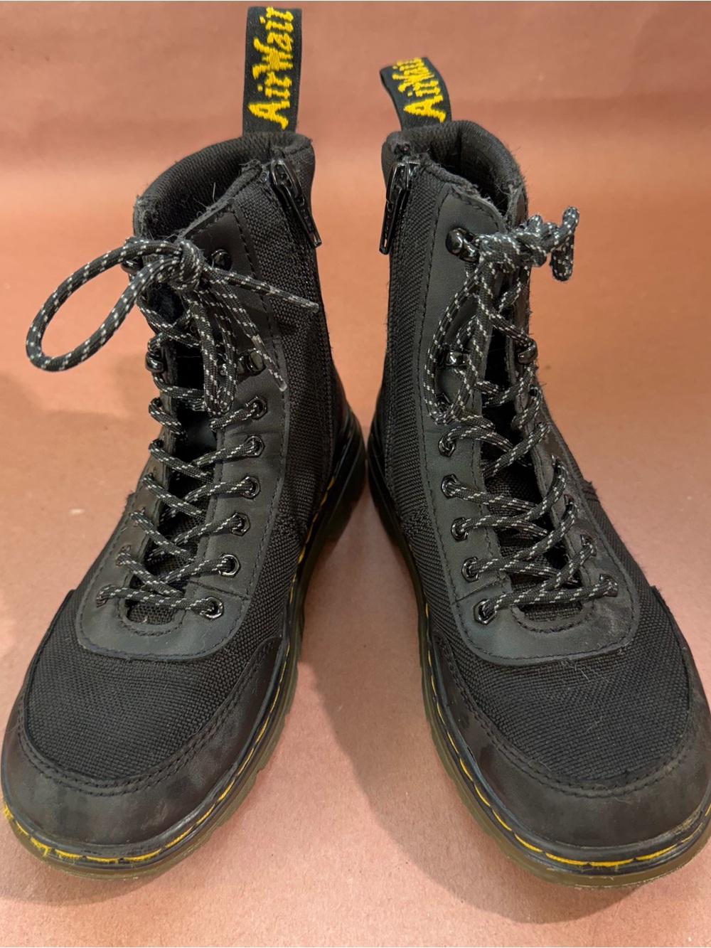 Dr. Martens Combs Tech Black Nylon Boots Kids Size 1